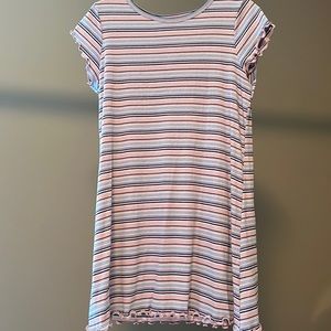 Light pink and baby blue stripped t shirt dress